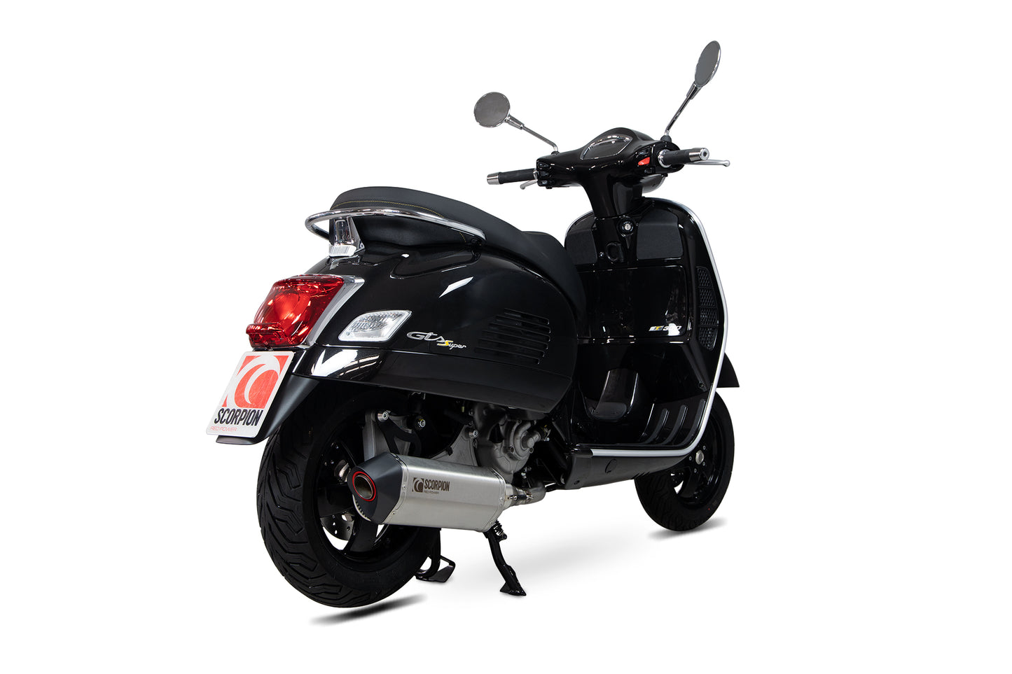 Scorpion RVE217SEO Vespa Serket Parallel Slip-On - Brushed Stainless Steel Sleeve (GTS 125 / 300 HPE) | ML Performance UK UK