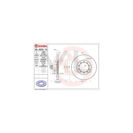 BREMBO 08.A530.10 Brake Disc for FORD TRANSIT Solid | ML Performance Car Parts
