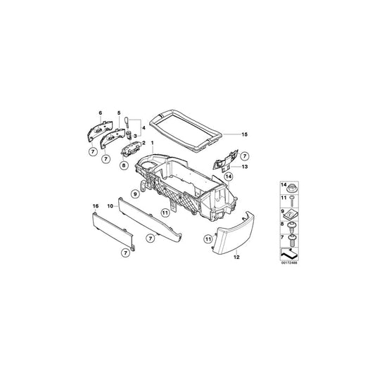 Genuine BMW 51168223315 E66 E67 E65 Carrier, Center Armrest SCHWARZ (Inc. 745LiS, 730Li & 735i) | ML Performance UK Car Parts