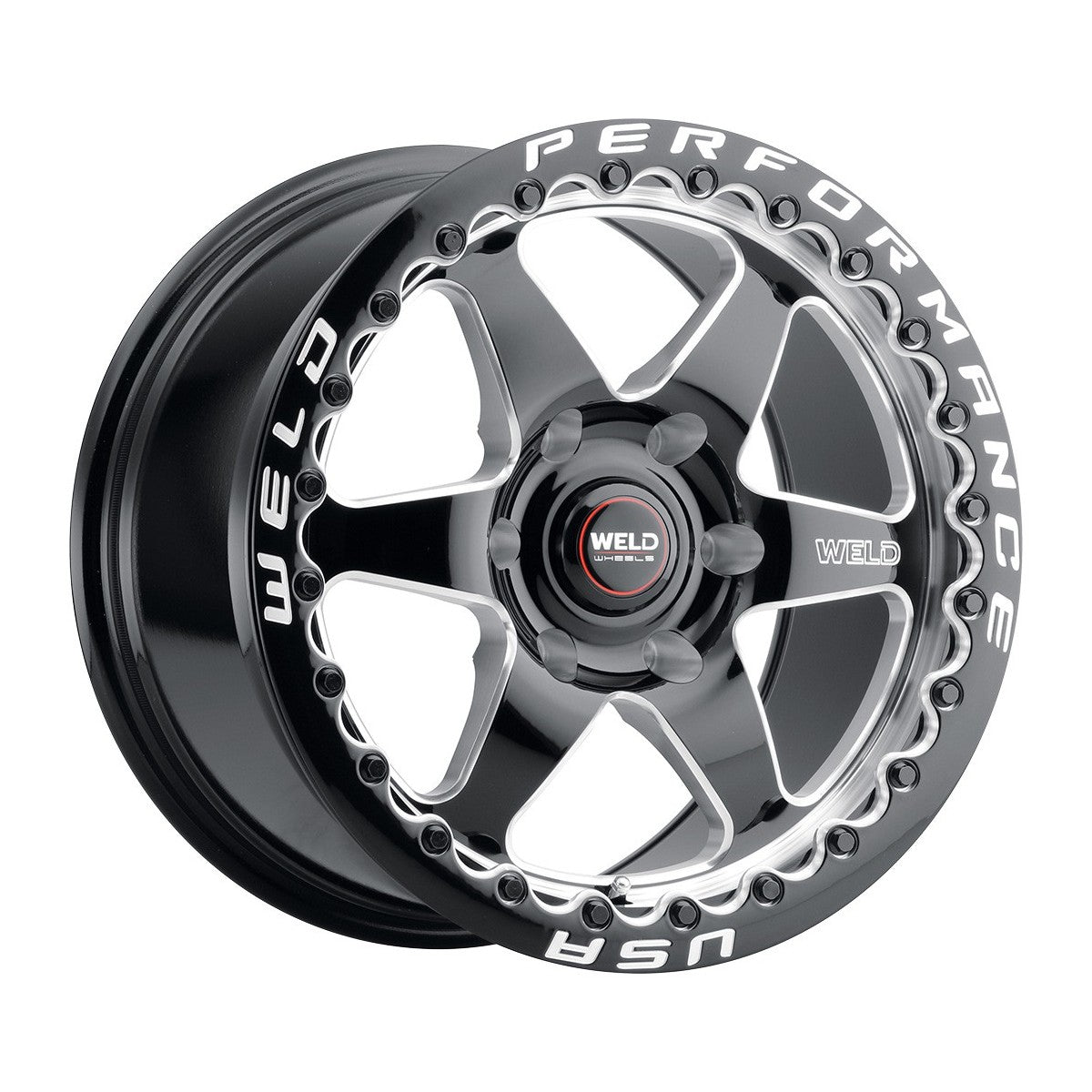 Weld S90900089P38 Ventura 6 Beadlock S909 Wheel 20x10 6x135 ET38 BS7 Gloss Black MIL - DIA
