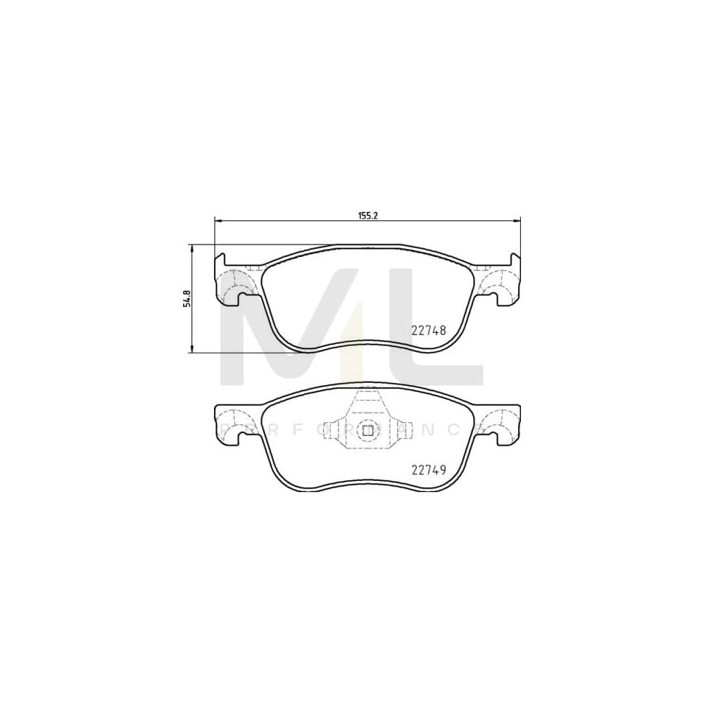 Brembo P 24 210 Brake Pad Set For Ford Fiesta Excl. Wear Warning Contact, With Piston Clip | ML Performance Car Parts