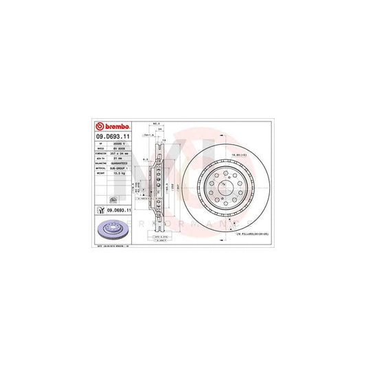 BREMBO 09.D693.11 Brake Disc Internally Vented, Coated | ML Performance Car Parts
