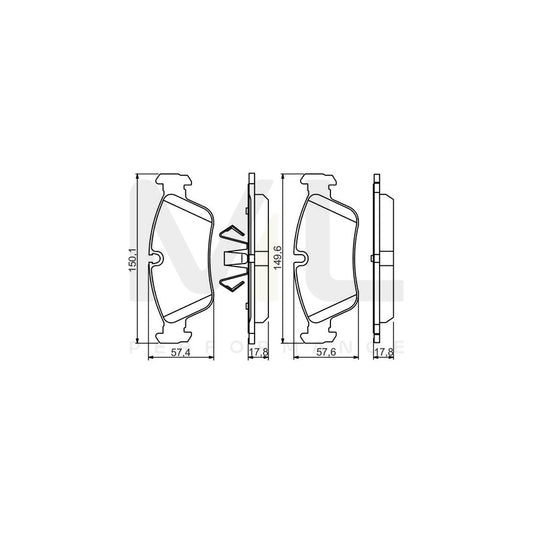 Bosch 0986495276 Brake Pad Set With Anti-Squeak Plate, With Piston Clip BP1582 | ML Performance Car Parts