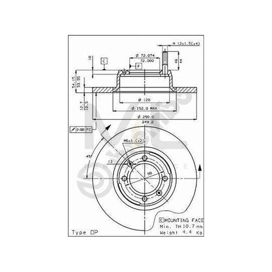 BREMBO 08.3894.10 Brake Disc Solid | ML Performance Car Parts