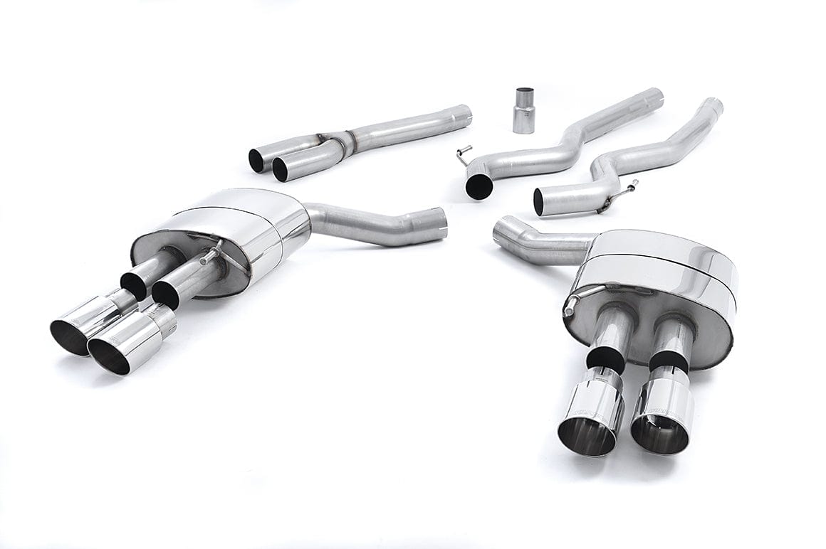 MillTek SSXFD178 Ford Mustang Quad Outlet Non-Resonated Cat-Back Exhaust with GT-90 Polished Trims