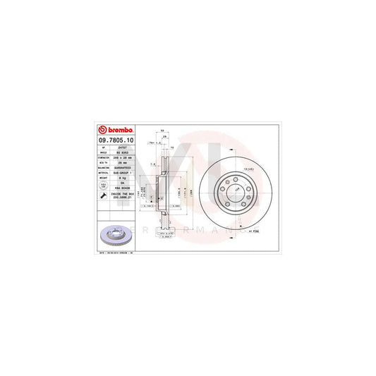 BREMBO 09.7805.10 Brake Disc Internally Vented, with bolts/screws | ML Performance Car Parts