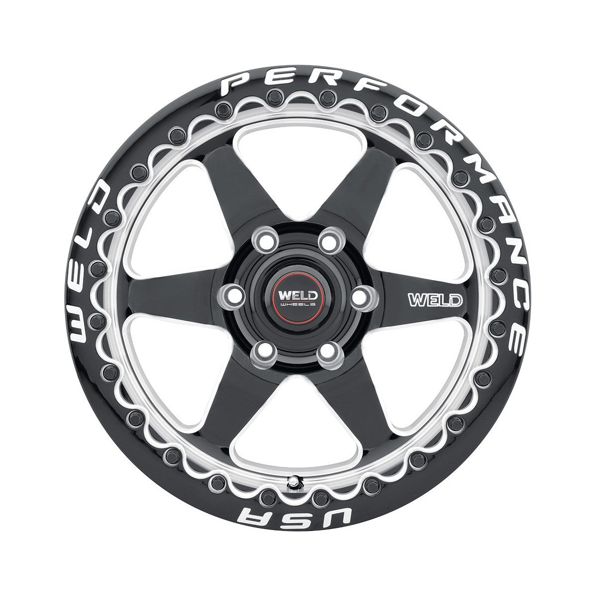 Weld S90909581P35 Ventura 6 Beadlock S909 Wheel 20x9.5 6x127 ET35 BS6.625 Gloss Black MIL - DIA
