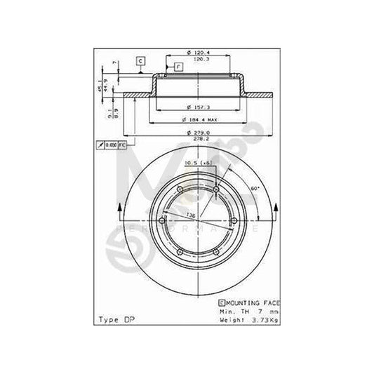 BREMBO 08.3030.10 Brake Disc Solid | ML Performance Car Parts