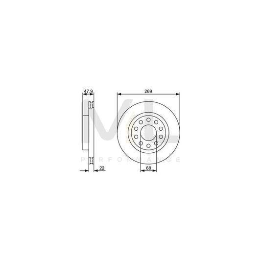 BOSCH 0 986 479 366 Brake Disc Vented, Coated, High-carbon | ML Performance Car Parts