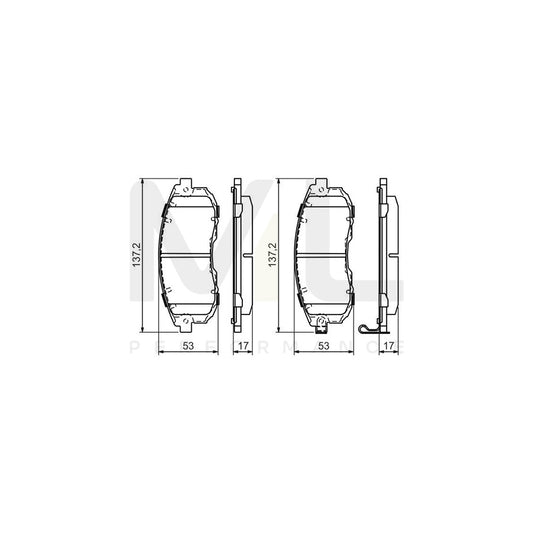 Bosch 0986494337 Brake Pad Set With Acoustic Wear Warning, With Anti-Squeak Plate, With Mounting Manual BP1227 | ML Performance Car Parts