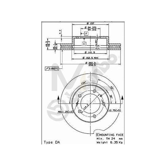 BREMBO 09.5932.10 Brake Disc for NISSAN VANETTE Internally Vented | ML Performance Car Parts