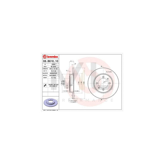 BREMBO 08.B618.10 Brake Disc Solid, with bolts/screws | ML Performance Car Parts