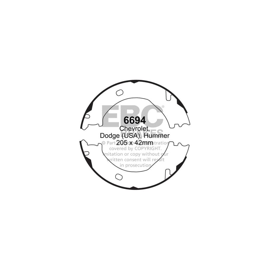 EBC 6694 Chevrolet Dodge Hummer Rear Brake Shoes (Inc. Avalanche & Ram 2500) 1 | ML Performance UK Car Parts