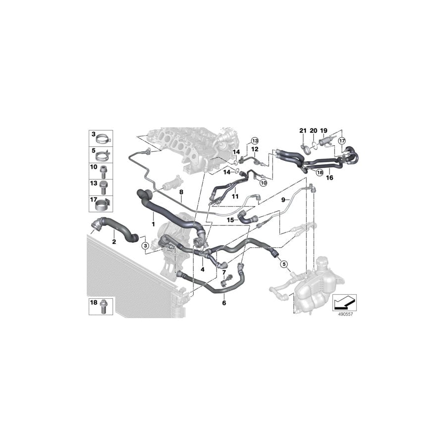Genuine BMW 11538584836 F45 F56 F48 Hose, Engine Block- (Inc. 116d, Cooper D & One D) | ML Performance UK Car Parts