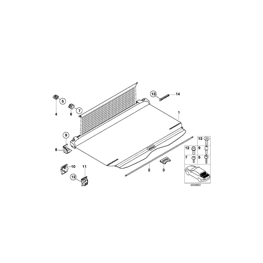 Genuine BMW 51478236358 E39 Combination Roller Blind Its GRAU (Inc. 530i, 528i & 540i) | ML Performance UK Car Parts