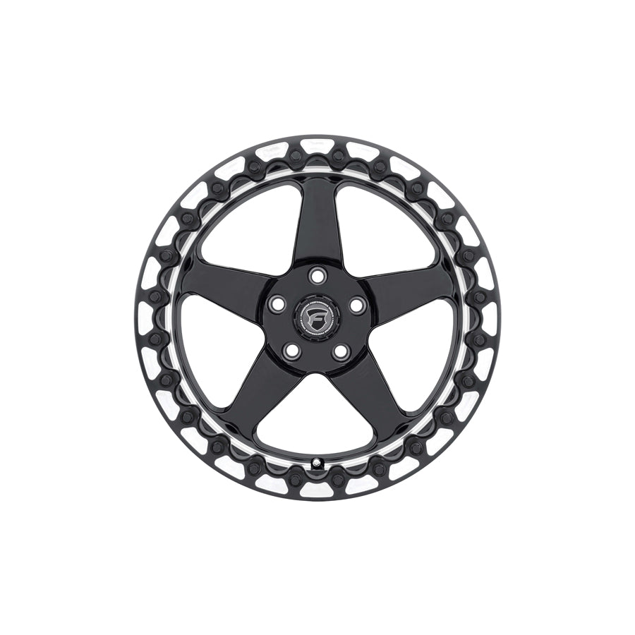 Forgestar F00170022P45 17x10 D5 Beadlock Standard 5x120 ET45 BS7.3 Gloss Black Machined Drag Racing Wheel