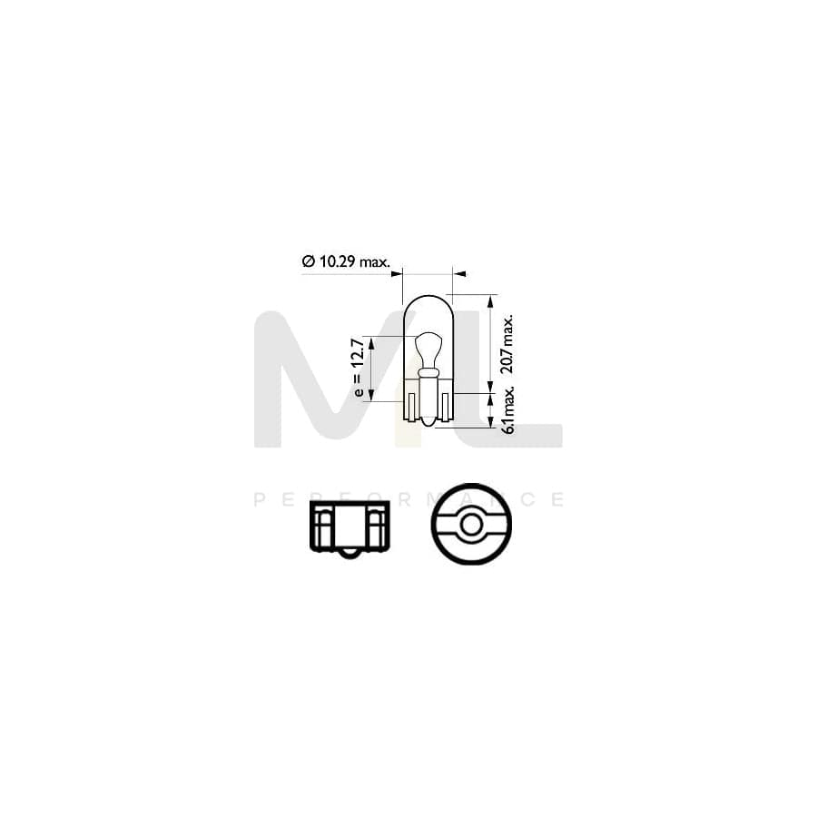 PHILIPS 12961XVPB2 Bulb, indicator 12V 5W, W5W, Wedge Base Lamp, W2,1x9,5d | ML Performance Car Parts