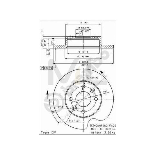 BREMBO 08.4284.10 Brake Disc Solid, with bolts/screws | ML Performance Car Parts