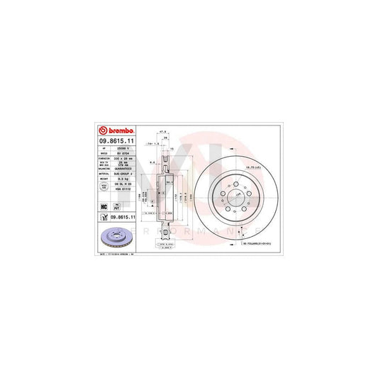 BREMBO COATED DISC LINE 09.8615.11 Brake Disc Internally Vented, Coated, High-carbon | ML Performance Car Parts