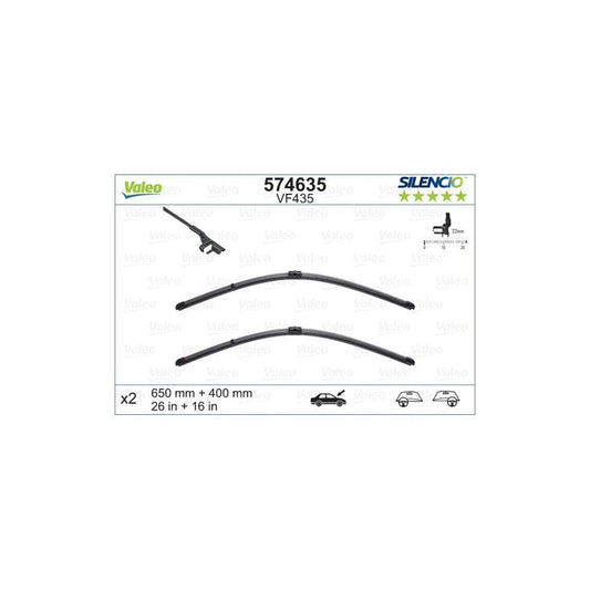 Valeo Silencio Flat Blade Set, Silencio X.Trm 574635 Wiper Blade For Peugeot 207 | ML Performance UK Car Parts