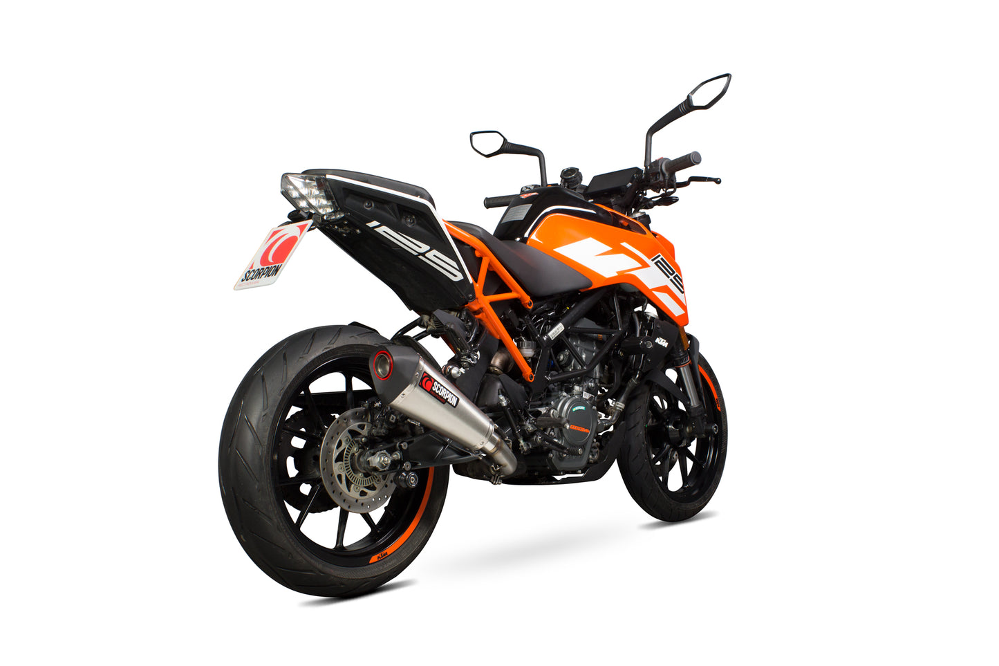Scorpion RKT87SEO KTM Duke 125 Serket Taper Slip-On - Brushed Stainless Steel Sleeve | ML Performance UK UK