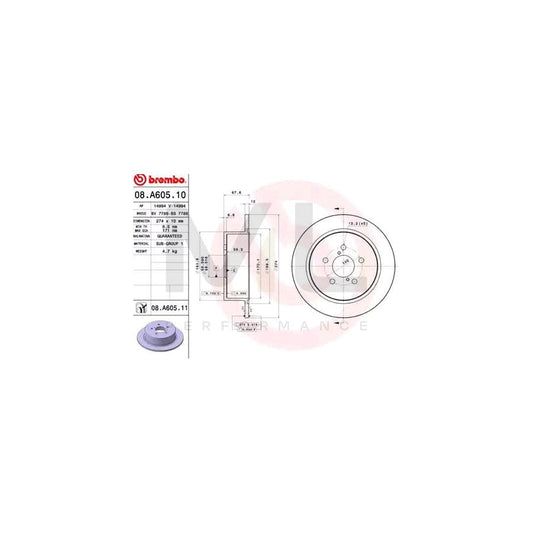 BREMBO COATED DISC LINE 08.A605.11 Brake Disc Solid, Coated | ML Performance Car Parts