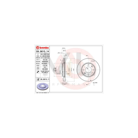 BREMBO 09.9610.14 Brake Disc Internally Vented, with bolts/screws | ML Performance Car Parts