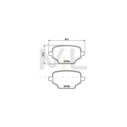 Hella 8DB 355 039-911 Brake Pad Set Not Prepared For Wear Indicator, With Brake Caliper Screws, With Accessories | ML Performance Car Parts