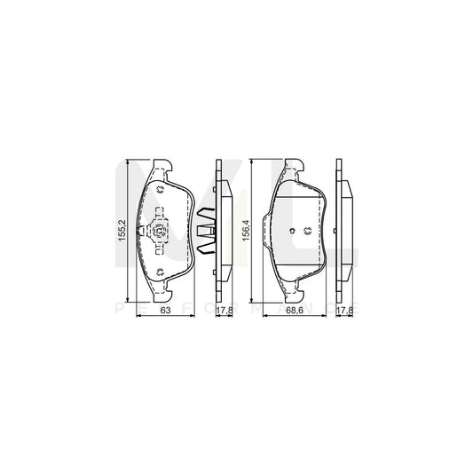 Bosch 0986494556 Brake Pad Set For Renault Latitude With Anti-Squeak Plate, With Piston Clip BP1477 | ML Performance Car Parts