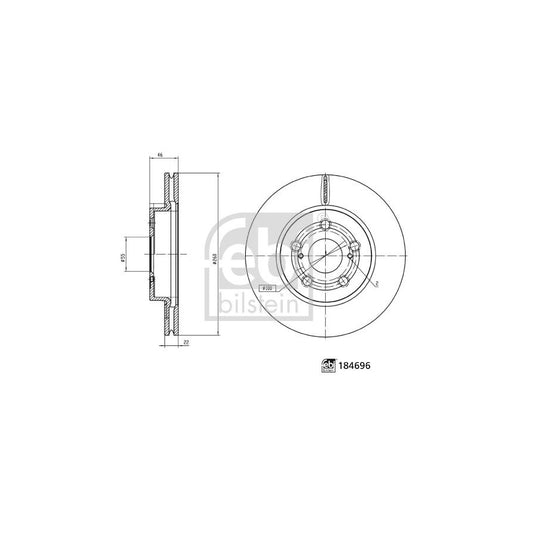 Febi Bilstein 184696 Brake Disc For Toyota Yaris IV (_P21_, _Pa1_, _Ph1_)