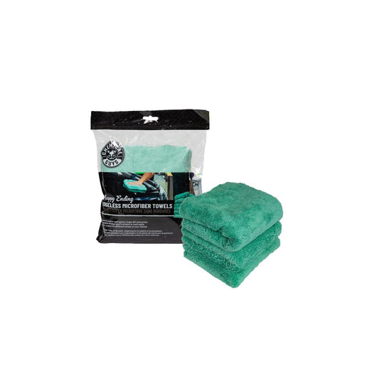 Chemical Guys Happy Ending Edgeless Microfiber Towels, 16"x16" (3 Pack) Green | ML Performance UK Car Parts