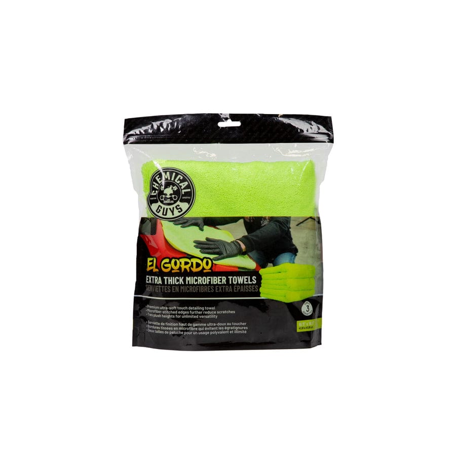 Chemical Guys El Gordo Extra Thick Professional Microfiber Towel, Green 16.5" x 16.5" (3 Pack) | ML Performance UK Car Parts