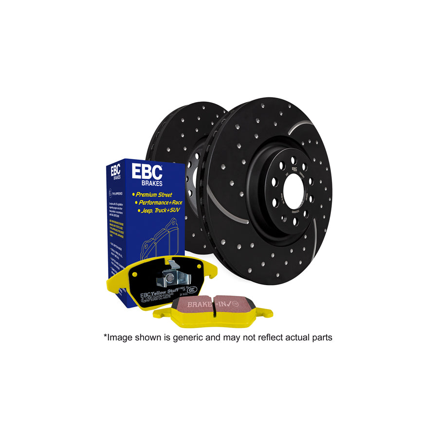 EBC PD13KF442 Mazda 6 Yellowstuff Front Brake Pad & GD Disc Kit - Akebono Caliper 1 | ML Performance UK Car Parts