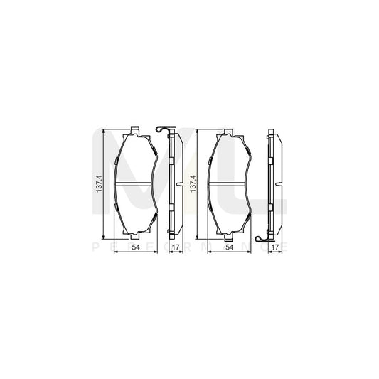 Bosch 0986494571 Brake Pad Set With Acoustic Wear Warning, With Anti-Squeak Plate BP1492 | ML Performance Car Parts