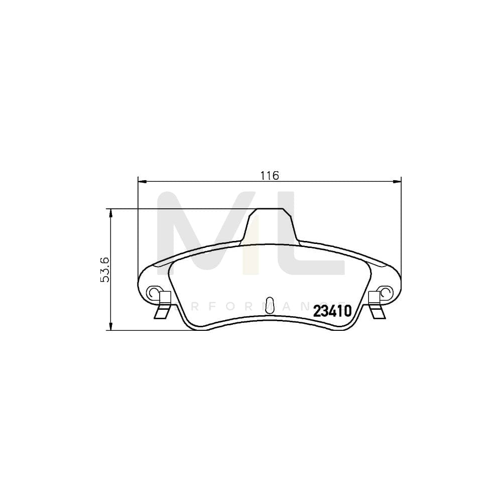 Hella 8DB 355 012-191 Brake Pad Set Not Prepared For Wear Indicator, With Accessories | ML Performance Car Parts
