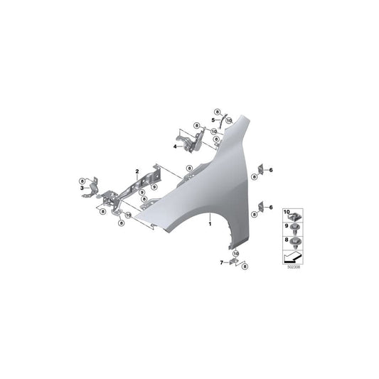 Genuine BMW 41008497232 F40 F44 Side Panel Bracket, Front Right 3 (Inc. 120dX, 118i & 228iX) | ML Performance UK Car Parts