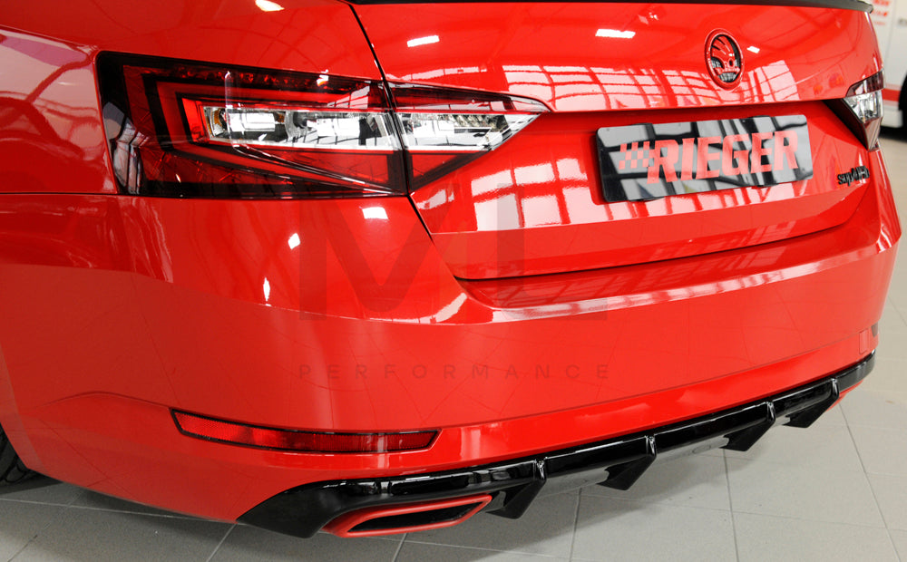 Rieger 00088151 Skoda 3T 3V Superb III Rear Diffuser 6 | ML Performance UK Car Parts