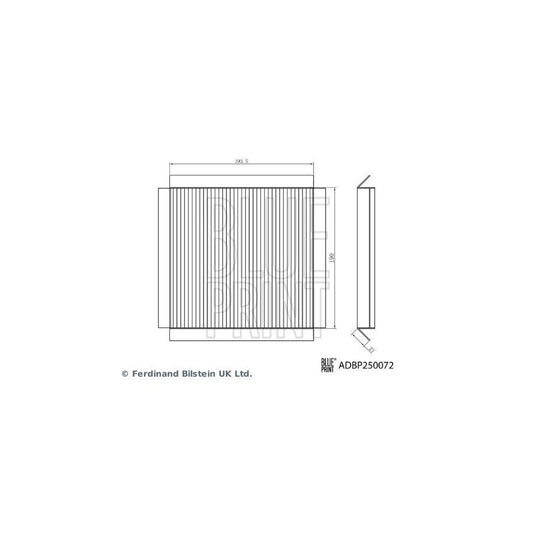 Blue Print ADBP250072 Pollen Filter For Mg Mg 3 Ii