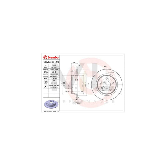 BREMBO 08.5346.10 Brake Disc suitable for MERCEDES-BENZ SL Convertible (R129) Solid, with bolts/screws | ML Performance Car Parts