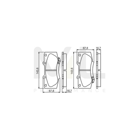 Bosch 0986495352 Brake Pad Set For Toyota Hilux Pick-Up With Acoustic Wear Warning BP1644 | ML Performance Car Parts