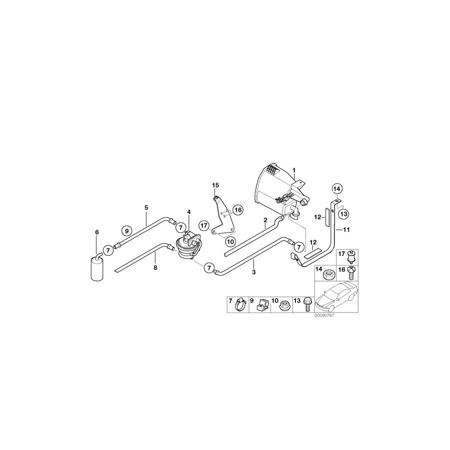 Genuine BMW 16131184588 E36 Outlet Pipe F Activated Carbon Container I (Inc. Z3) | ML Performance UK Car Parts