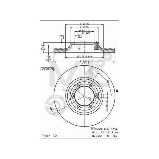 BREMBO 09.5633.10 Brake Disc for MITSUBISHI Pajero / Shogun I Canvas Top (L040) Internally Vented | ML Performance Car Parts