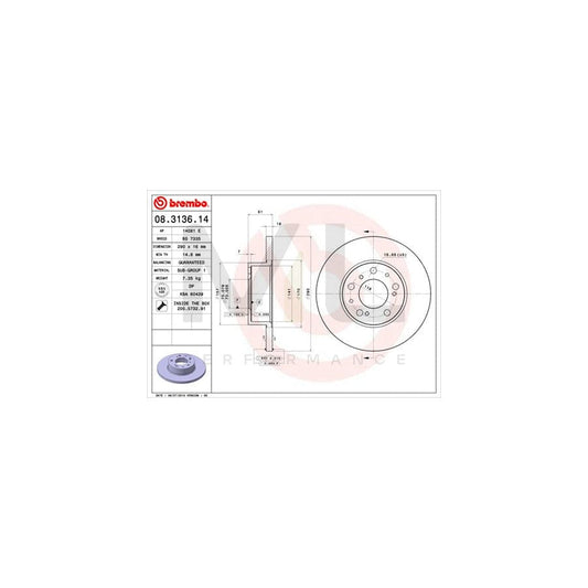 BREMBO 08.3136.14 Brake Disc Solid, with bolts/screws | ML Performance Car Parts