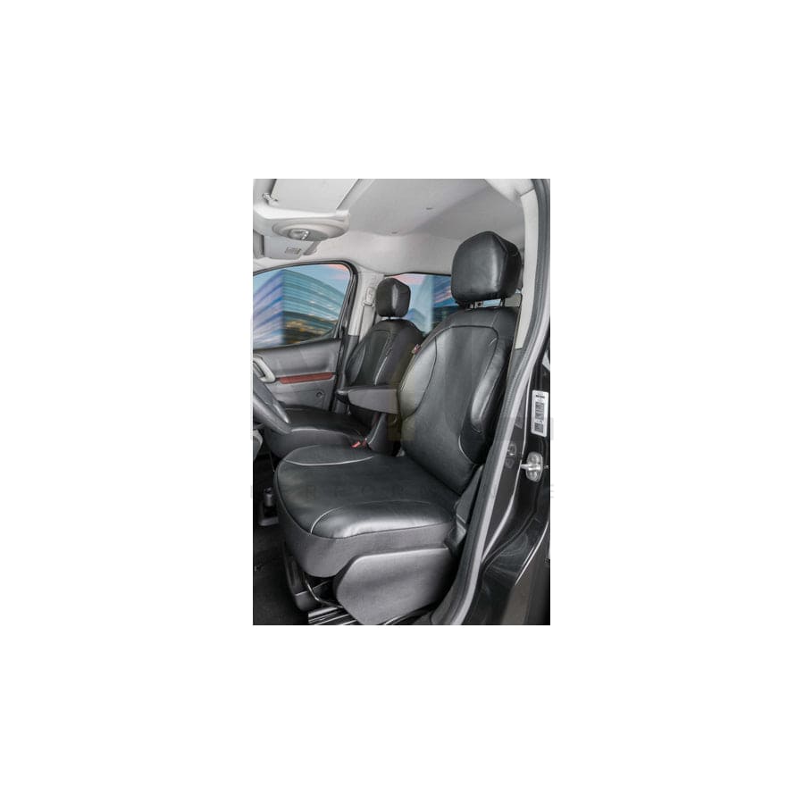 WALSER 11539 Car seat cover for PEUGEOT PARTNER Black, Leatherette, Polyester, Front | ML Performance Car Parts