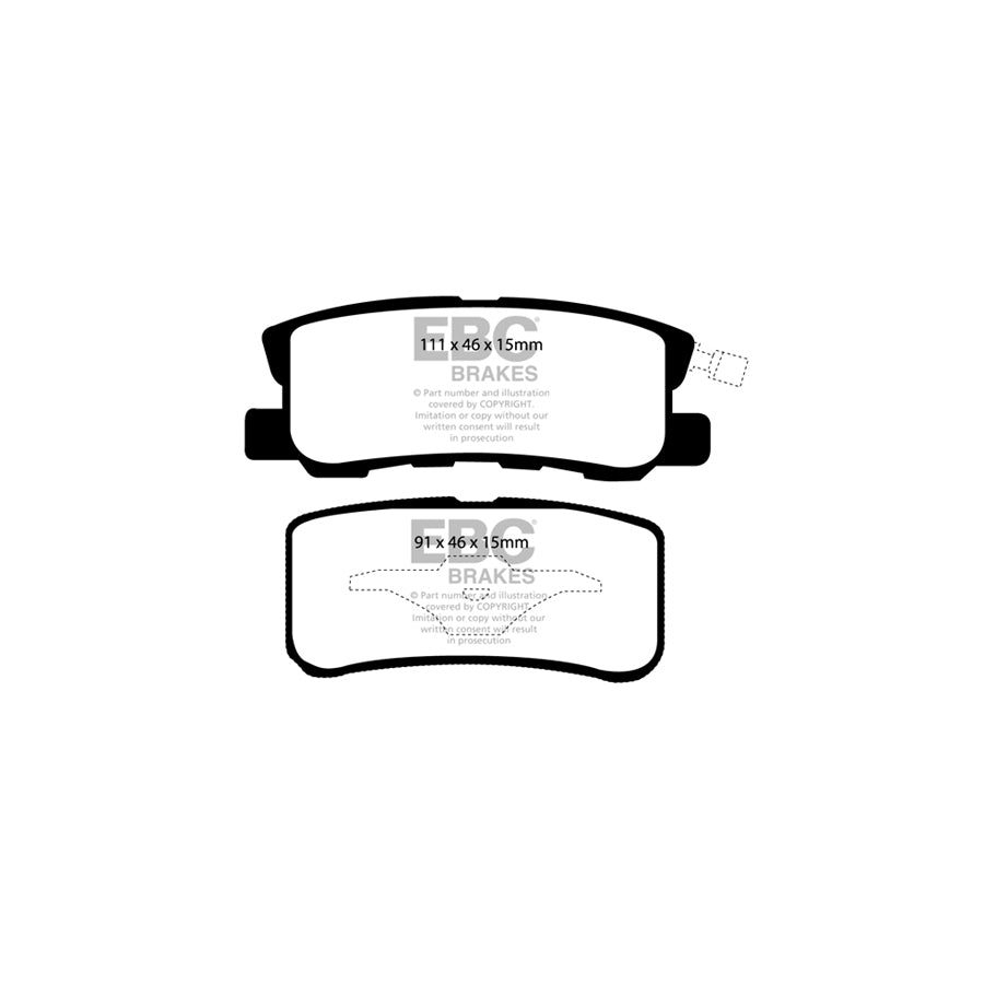 EBC PD13KR158 Chrysler Lancia Mitsubishi Peugeot Yellowstuff Rear Brake Pad & GD Disc Kit - Akebono Caliper 2 | ML Performance UK Car Parts