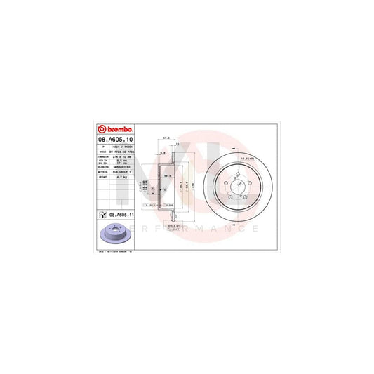 BREMBO 08.A605.10 Brake Disc Solid | ML Performance Car Parts