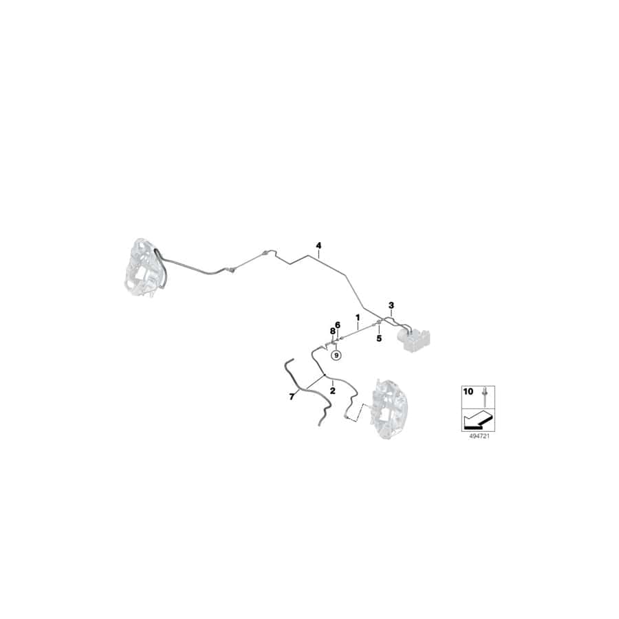 Genuine BMW 34308424155 Brake Pipe, Front ABS>BULKHEAD LH (Inc. M6 GT3) | ML Performance UK Car Parts