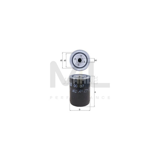 MAHLE ORIGINAL OC 37 Oil Filter Spin-on Filter, with one anti-return valve | ML Performance Car Parts