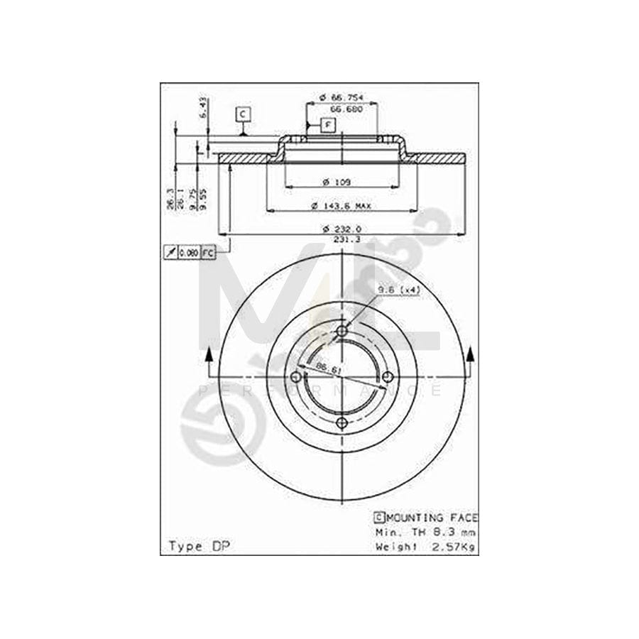 BREMBO 08.1581.10 Brake Disc Solid | ML Performance Car Parts