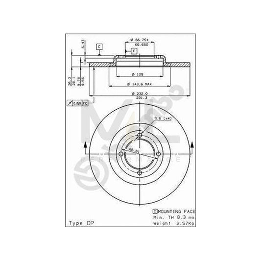 BREMBO 08.1581.10 Brake Disc Solid | ML Performance Car Parts